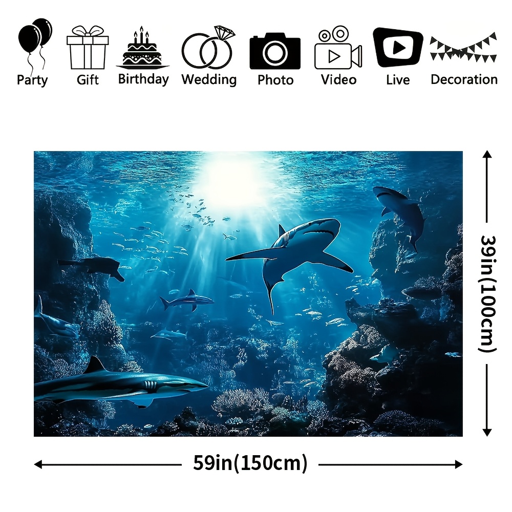 웅장한 심해 상어 벽걸이 태피스트리, 푸른 바다 해양생 - Marine Aquarium 리뷰 및 가격