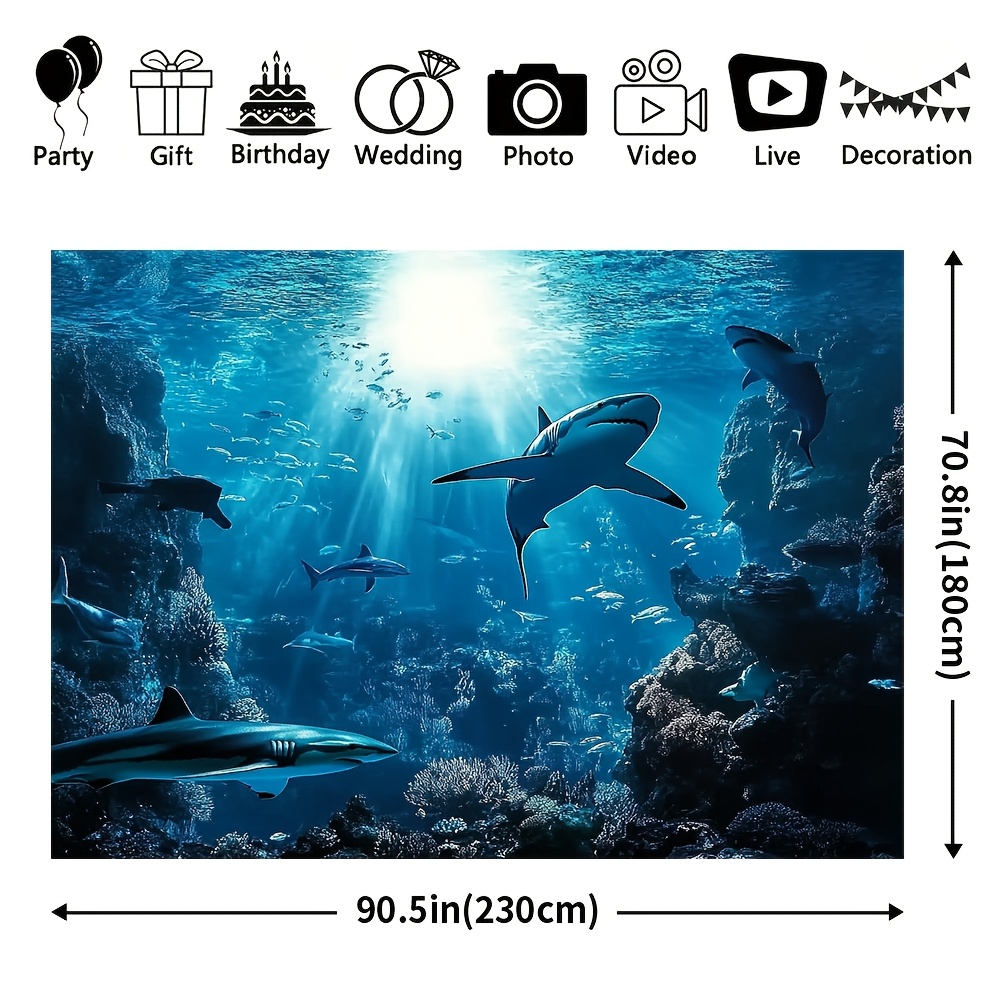 웅장한 심해 상어 벽걸이 태피스트리, 푸른 바다 해양생 - Marine Aquarium 리뷰 및 가격